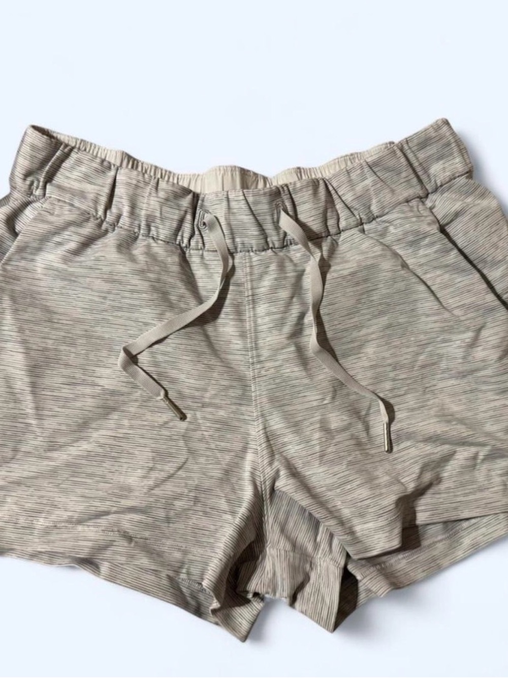 lululemon athletica Light Gray Striped Drawstring Shorts